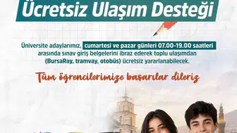 Bursa'da YKS günlerinde ulaşım adaylara ücretsiz olacak
