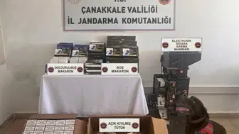 Lapseki’de jandarmadan kaçak tütün ve makaron baskını