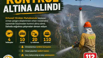 Orhaneli ormanlarında çıkan yangın söndürüldü