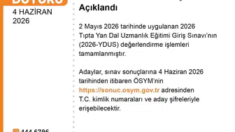 Uzman hekim adaylarının beklediği YDUS sonuçları erişime açıldı