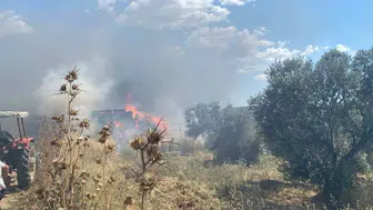 Çanakkale’de balya makinesi yüzünden 60 dönüm tarla yandı