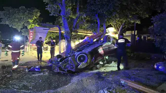 Bodrum’da gece yarısı kaza Otomobil ağaca çarparak durabildi