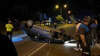 Bolu D-100 kara yolunda takla atan araçtan sağ çıktılar