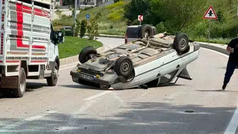 Eğirdir’de direksiyon hakimiyetini kaybeden sürücü takla attı