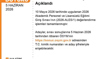 ALES sonuçları erişime açıldı