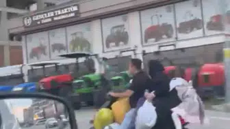 Bursa trafiğinde akıl almaz scooter yolculuğu