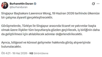 Singapur Başbakanı Lawrence Wong yarın Ankara’ya geliyor