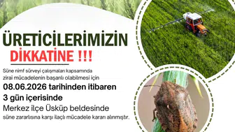 Kırklareli Üsküp’te buğday tarlaları için süne alarmı verildi