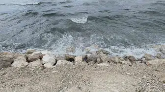 Van Gölü kıyılarında rüzgarın yarattığı dev dalgalar sahili vurdu