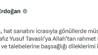 Cumhurbaşkanı Erdoğan yazar ve hattat Yusuf Tavaslı için taziye yayınladı
