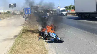 Antalya yolunda yanan motosiklete kimse durmadı