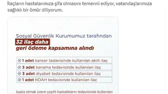 Sosyal Güvenlik Kurumu 32 yeni ilacı ödeme kapsamına aldı