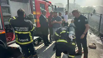 Ereğli'de yedi katlı binanın çatısı alevlere teslim oldu