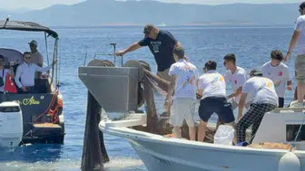 Bodrum denizlerinde 2 bin metrekarelik hayalet ağ temizliği yapıldı