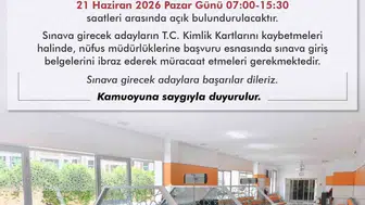 YKS adaylarına nüfus müdürlüklerinden hafta sonu desteği
