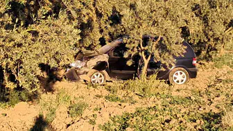 İznik’te zeytin ağacına çarpan sürücü kazayı yara almadan atlattı