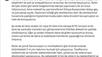 Samsunspor Başkanı Yıldırım taraftarın transfer sabrını istedi