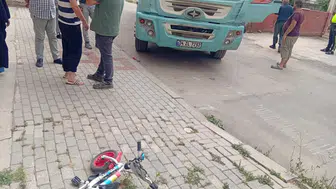 İnegöl’de bisikletli çocuğa hafriyat kamyonu çarptı