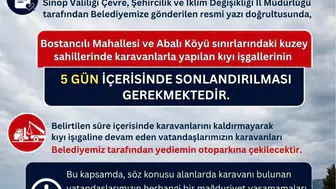 Sinop sahillerinde karavanlara 5 gün süre verildi