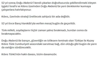 Kıbrıs Barış Harekatı’nın 52’nci yılında Ankara’dan mesaj var