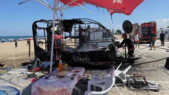 Karasu'da karavan yangını felaketi