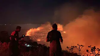 Bergama ormanlarında alevlerle zorlu mücadele