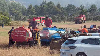 Muğla Yenice’de orman yangınına vatandaşlar traktörleriyle müdahale etti