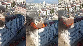 Antalya’da teras katındaki yangında dehşet anları