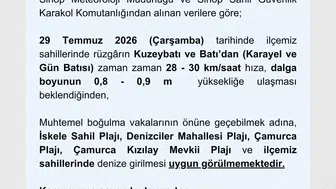 Sinop Ayancık sahillerinde denize girmek bugün yasaklandı