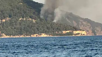 Büyükada plajında akşam saatlerinde korkutan yangın