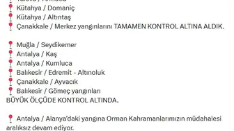 Dört bölgedeki orman yangınları söndürüldü