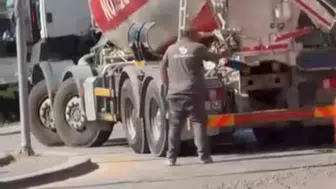 Sincan trafiğini tehlikeye atan beton saçılması