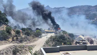 Bodrum'da şantiye yangını makilik alana sıçradı