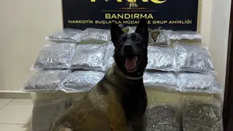 Bandırma'da gübre taşıyan araca narkotik baskını