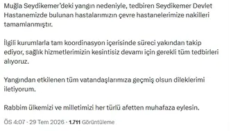 Seydikemer'de yangın paniği Devlet hastanesi tahliye edildi