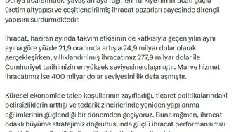 Türkiye'nin ihracatı Cumhuriyet tarihinin zirvesine ulaştı