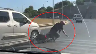 Trafikte dehşet anları: Motosikletliyi kasten ezip arkasına bakmadan kaçtı