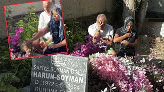Safiye Soyman oğlunun mezar başında kedisinde teselli arıyor