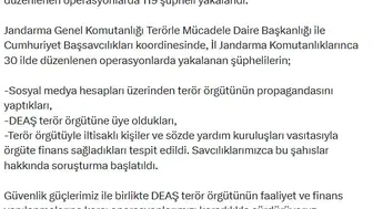 DEAŞ operasyonu 30 ilde 119 gözaltı