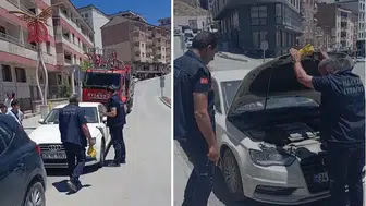 Hakkari’de kaputa sıkışan kediye itfaiye müdahalesi