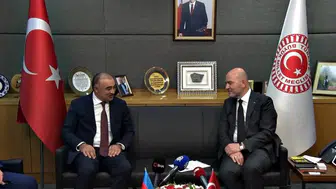 Süleyman Soylu veda ziyaretinde bulunan Azerbaycan Büyükelçisi Memmedov ile görüştü