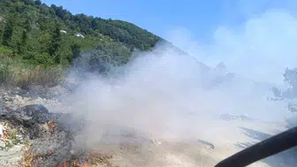 Alaplı Mollabey yolunda çöp yığınları alevlere teslim oldu
