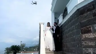 Rize’de düğün fotoğrafçısından dron ile ilginç serinletme yöntemi