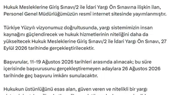Hukuk ve yargı sınavı tarihleri netleşti