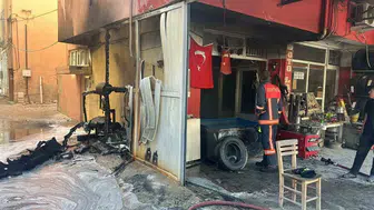 Mersin Mut'ta iş yerini alevler sardı