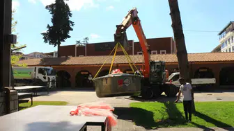 Tokat’ta dev dolma kazanına iş makinesiyle kurulum