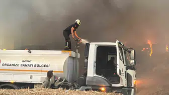 Söke Organize Sanayi Bölgesi’nde mısır deposu alevlere teslim oldu