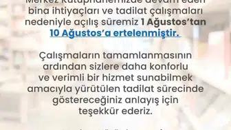 Merkez Kütüphane’de tadilat uzadı