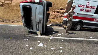 Nusaybin’de direksiyon hakimiyeti kayboldu, araç takla attı