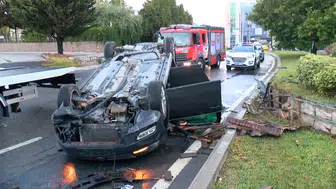 Küçükbakkalköy'de sabah kazası Otomobil takla attı, 2 yaralı